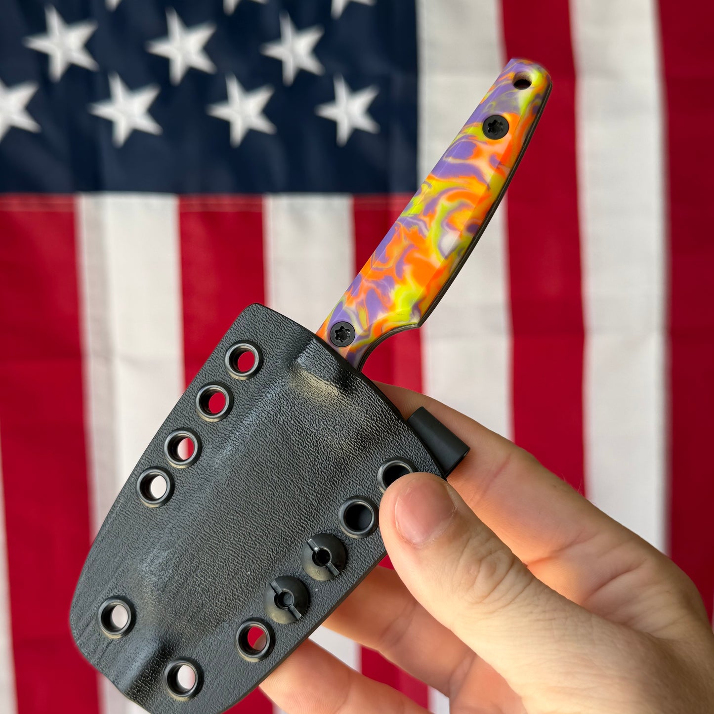 North Edge Tools Nomad 3" Fixed Blade – Acid Splash AEB-L, Pourcasso Orange/Purple Resin Scales – Made in USA