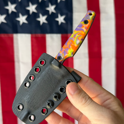 North Edge Tools Nomad 3" Fixed Blade – Acid Splash AEB-L, Pourcasso Orange/Purple Resin Scales – Made in USA