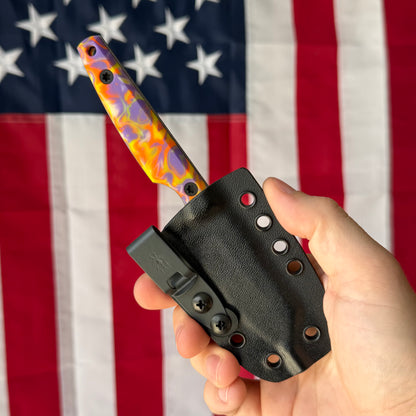 North Edge Tools Nomad 3" Fixed Blade – Acid Splash AEB-L, Pourcasso Orange/Purple Resin Scales – Made in USA