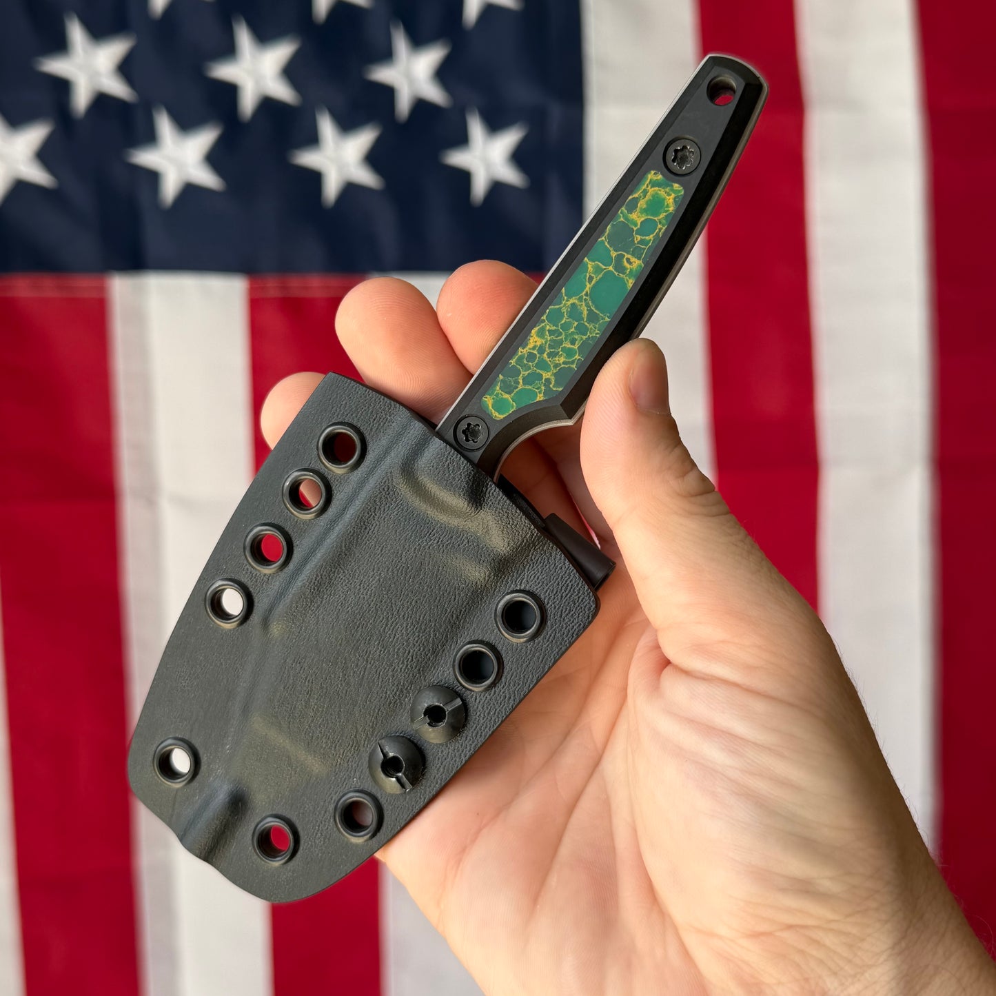 North Edge Tools Osprey EDC 3" Fixed Blade – Bead Blast AEB-L, TruStone Arizona Jade Inlay, Black Diamond Richlite – Made in USA