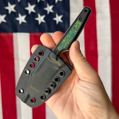 North Edge Tools Osprey EDC 3" Fixed Blade – Bead Blast AEB-L, TruStone Arizona Jade Inlay, Black Diamond Richlite – Made in USA