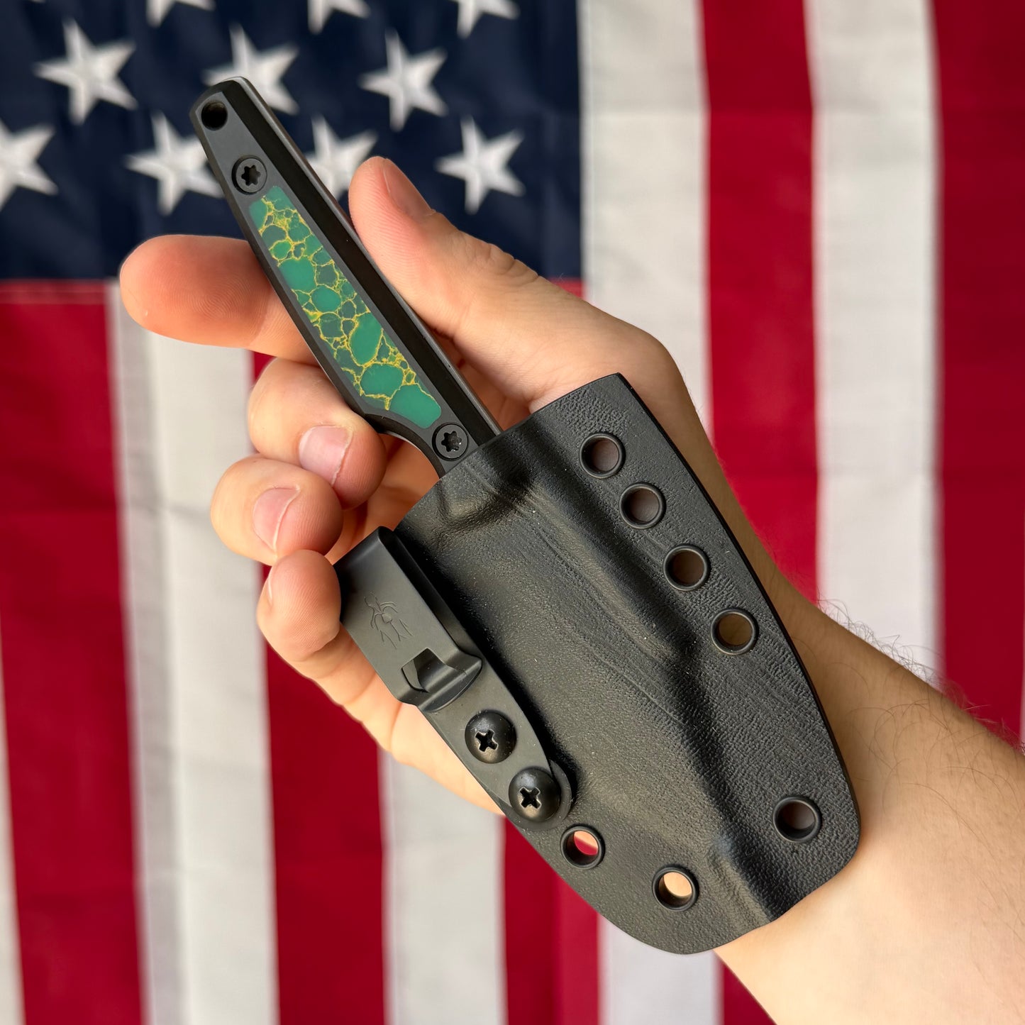 North Edge Tools Osprey EDC 3" Fixed Blade – Bead Blast AEB-L, TruStone Arizona Jade Inlay, Black Diamond Richlite – Made in USA