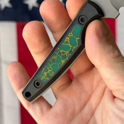 North Edge Tools Osprey EDC 3" Fixed Blade – Bead Blast AEB-L, TruStone Arizona Jade Inlay, Black Diamond Richlite – Made in USA