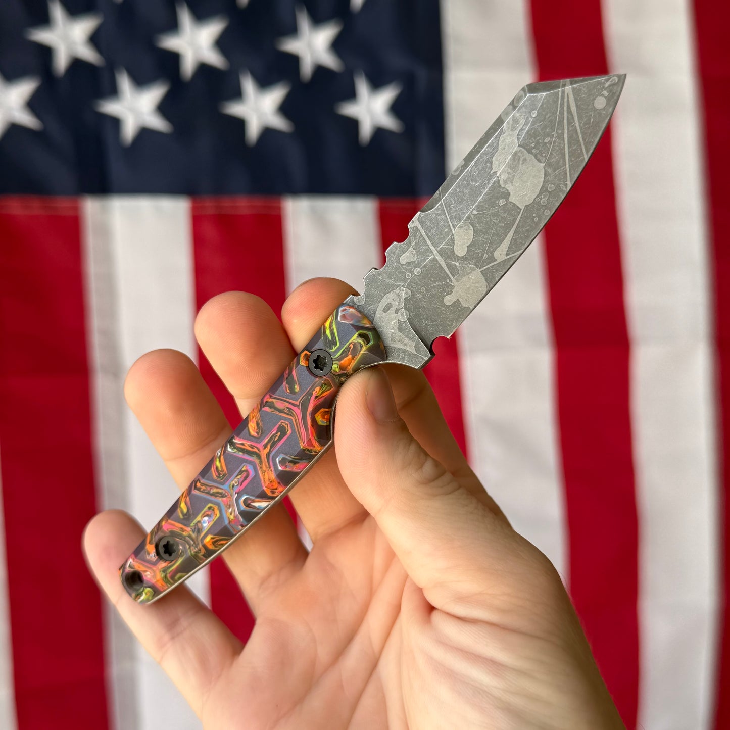 North Edge Tools Nomad 3" Fixed Blade – Acid Splash AEB-L, Kaotic Resin Black/Colorful Scales – Made in USA