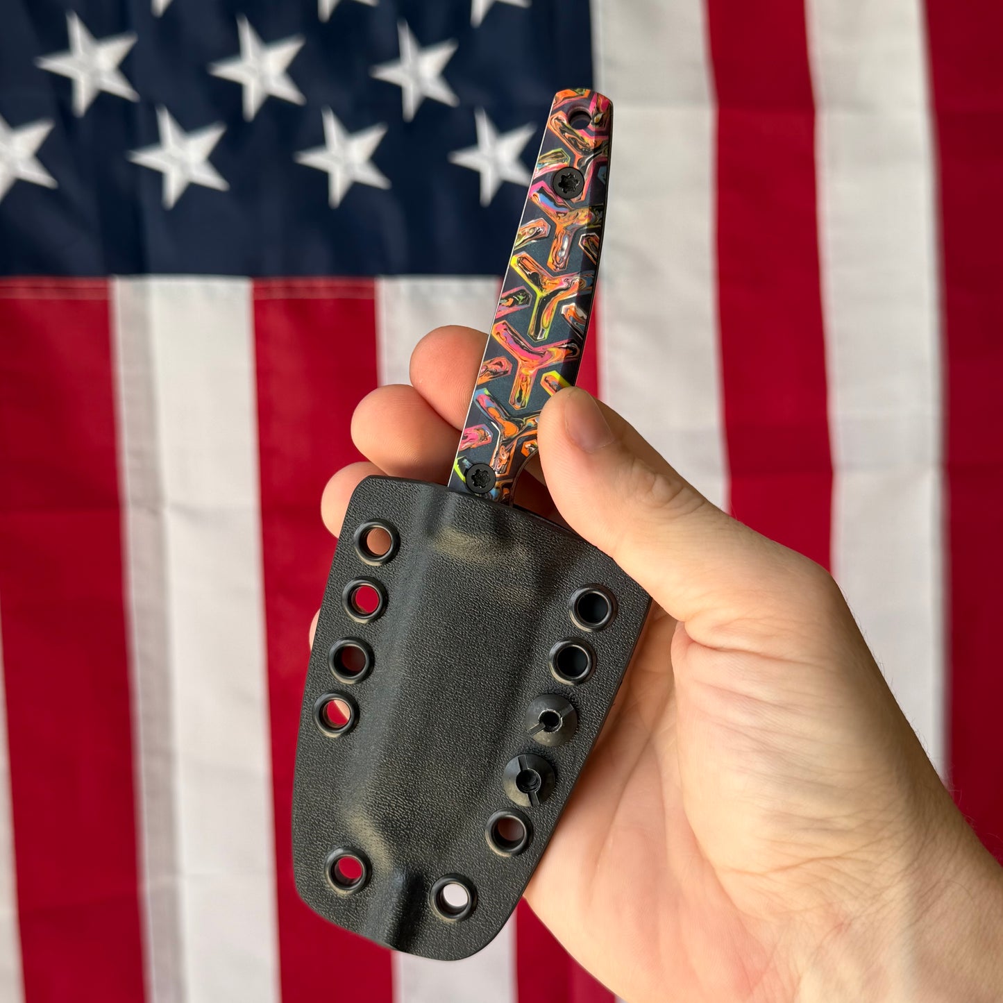 North Edge Tools Nomad 3" Fixed Blade – Acid Splash AEB-L, Kaotic Resin Black/Colorful Scales – Made in USA