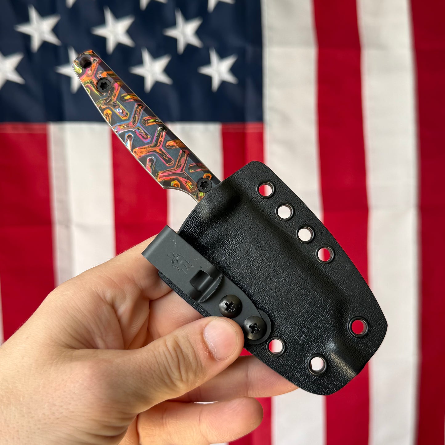 North Edge Tools Nomad 3" Fixed Blade – Acid Splash AEB-L, Kaotic Resin Black/Colorful Scales – Made in USA