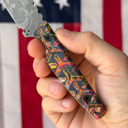 North Edge Tools Nomad 3" Fixed Blade – Acid Splash AEB-L, Kaotic Resin Black/Colorful Scales – Made in USA