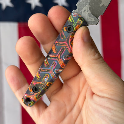 North Edge Tools Nomad 3" Fixed Blade – Acid Splash AEB-L, Kaotic Resin Black/Colorful Scales – Made in USA