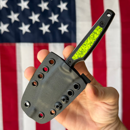 North Edge Tools Osprey EDC 3" Fixed Blade – Bead Blast AEB-L, Toxic Yellow GripX Inlay, Black Diamond Richlite – Made in USA