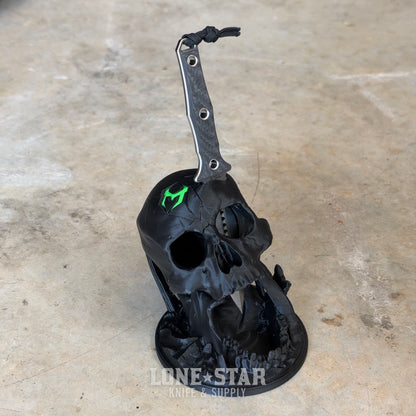 Lone Star Bundle: Heretic Mini Nephilim and Display Skull, Black - 4" MagnaCut Dagger plus Stand - Made in USA (LSB-NEPHILIM-SKULL-BLACK)