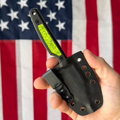 North Edge Tools Osprey EDC 3" Fixed Blade – Bead Blast AEB-L, Toxic Yellow GripX Inlay, Black Diamond Richlite – Made in USA