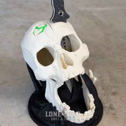 Lone Star Bundle: Heretic Mini Nephilim and Display Skull, Bone White - 4" MagnaCut Dagger plus Stand - Made in USA (LSB-NEPHILIM-SKULL-WHITE)