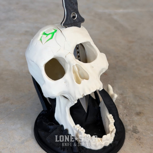 Lone Star Bundle: Heretic Mini Nephilim and Display Skull, Bone White - 4" MagnaCut Dagger plus Stand - Made in USA (LSB-NEPHILIM-SKULL-WHITE)