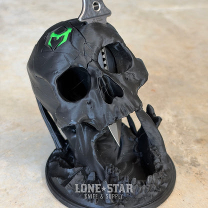 Lone Star Bundle: Heretic Mini Nephilim and Display Skull, Black - 4" MagnaCut Dagger plus Stand - Made in USA (LSB-NEPHILIM-SKULL-BLACK)