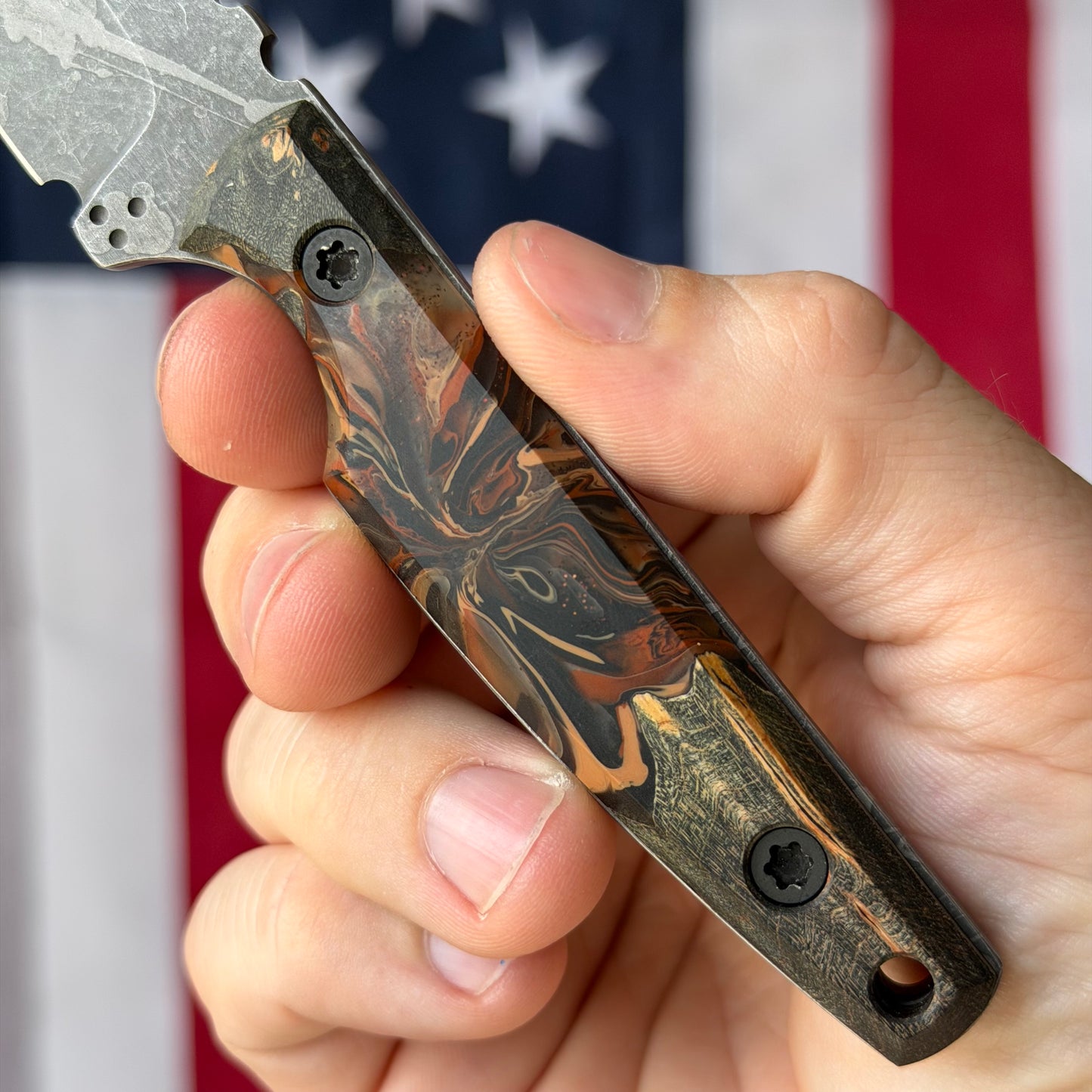 North Edge Tools Nomad 3" Fixed Blade – Acid Splash AEB-L, 285 Woodworks Maple Burl Hybrid Scales – Made in USA