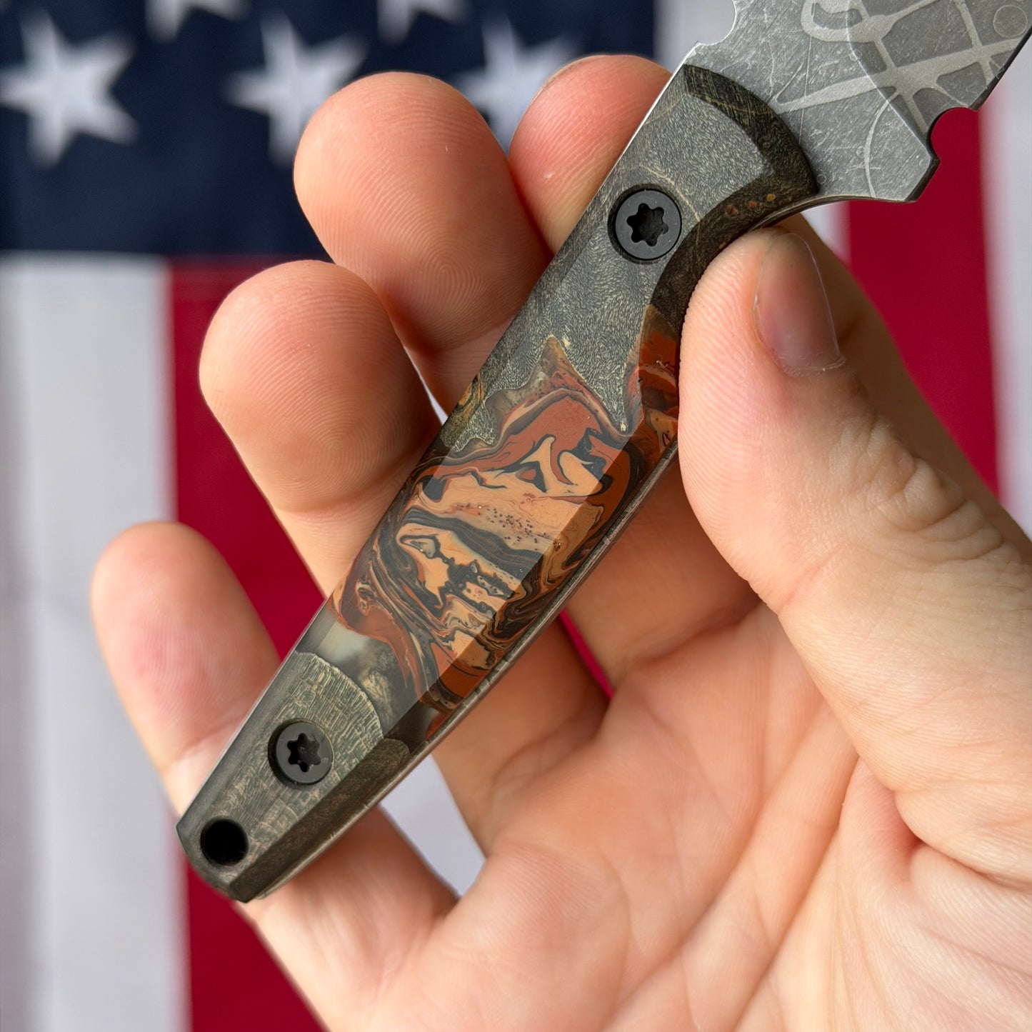 North Edge Tools Nomad 3" Fixed Blade – Acid Splash AEB-L, 285 Woodworks Maple Burl Hybrid Scales – Made in USA