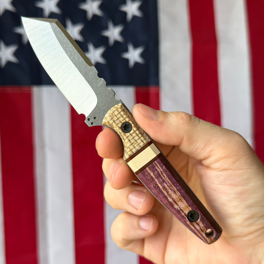 North Edge Tools Nomad 3" Fixed Blade – Two Tone AEB-L, UTB Jute/Paper/Maple Combo Scales – Made in USA