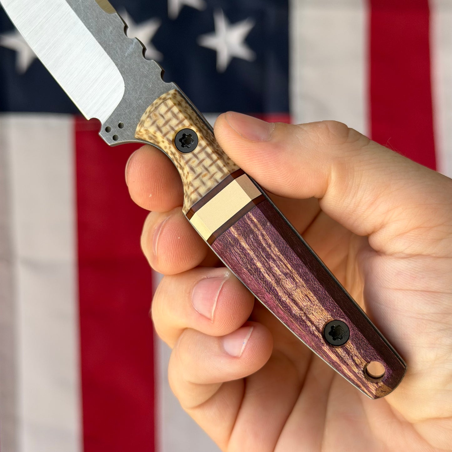 North Edge Tools Nomad 3" Fixed Blade – Two Tone AEB-L, UTB Jute/Paper/Maple Combo Scales – Made in USA