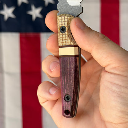 North Edge Tools Nomad 3" Fixed Blade – Two Tone AEB-L, UTB Jute/Paper/Maple Combo Scales – Made in USA