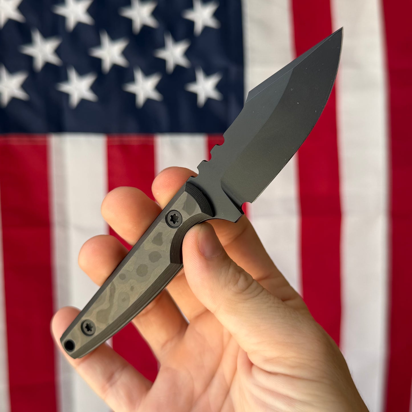 North Edge Tools Osprey EDC 3" Fixed Blade – Graphite Black Cerakote AEB-L, Black Camo Fat Carbon Scales – Made in USA
