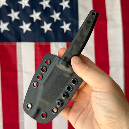 North Edge Tools Osprey EDC 3" Fixed Blade – Graphite Black Cerakote AEB-L, Black Camo Fat Carbon Scales – Made in USA
