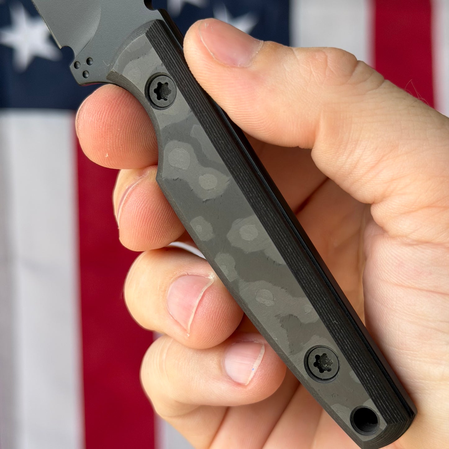 North Edge Tools Osprey EDC 3" Fixed Blade – Graphite Black Cerakote AEB-L, Black Camo Fat Carbon Scales – Made in USA