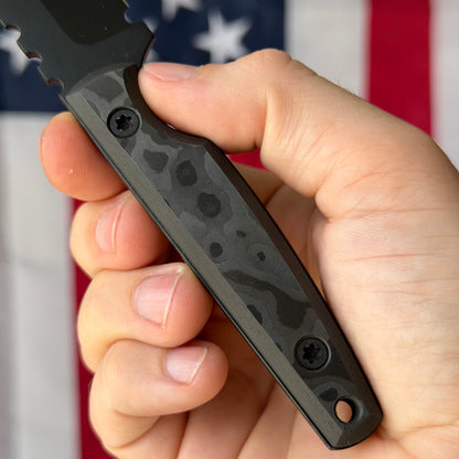 North Edge Tools Osprey EDC 3" Fixed Blade – Graphite Black Cerakote AEB-L, Black Camo Fat Carbon Scales – Made in USA