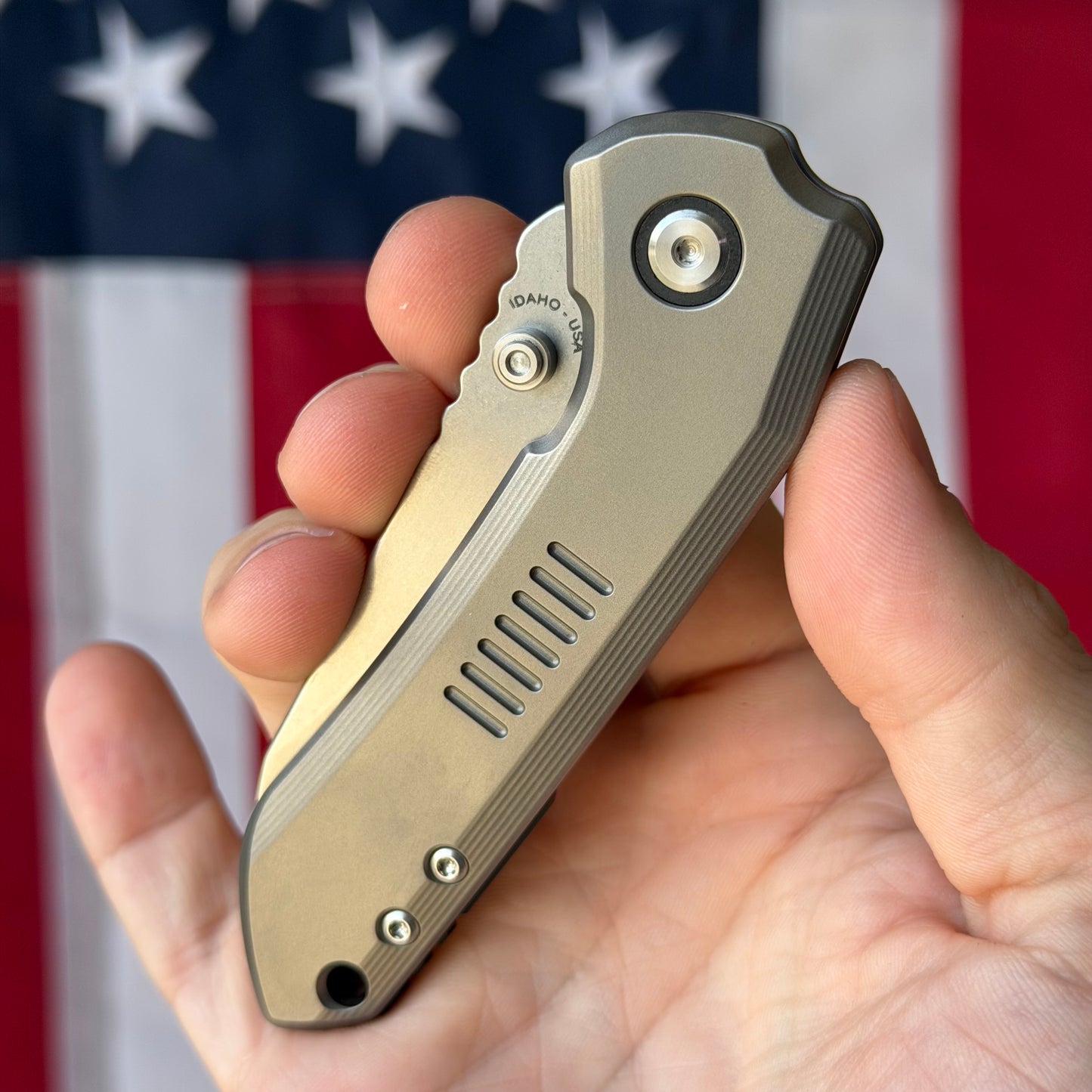 Millit Overland Folder 3.17″ Ti Frame Lock – Full Titanium Handle, Black Backspacer & Pivot Collar, Magnacut Sheepsfoot – Made in USA
