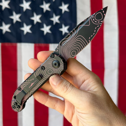 Microtech LUDT Gen III 3.5" OTS – Topographic Black/Pink, M390MK – Made in USA (1135S-1TPBKPKCS)