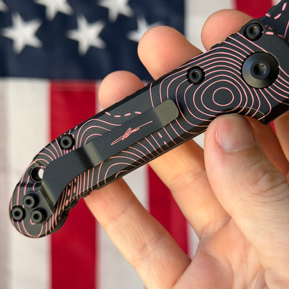 Microtech LUDT Gen III 3.5" OTS – Topographic Black/Pink, M390MK – Made in USA (1135S-1TPBKPKCS)