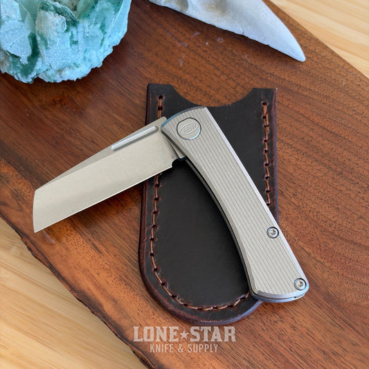 Lone Star Bundle: ABW Slip Joint and Badger Claw Pocket Slip, Straight Milled - 2.25" MagnaCut Wharncliffe plus Crazy Horse Leather - Made in USA (LSB-ABW-SJ-STRAIGHT-SLIP)