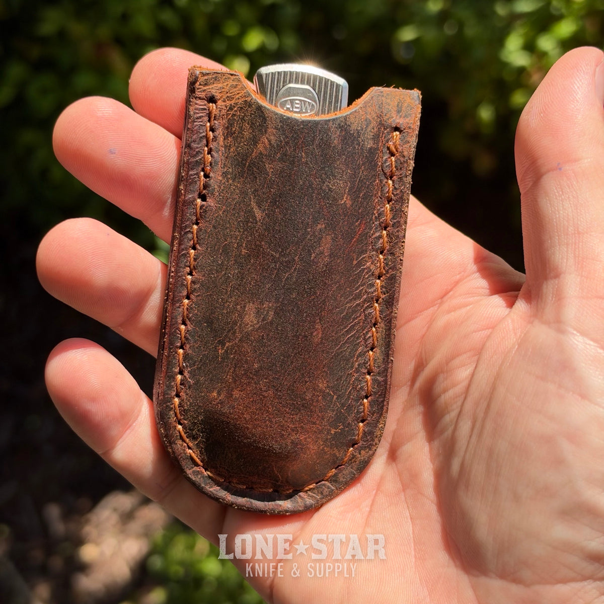 Lone Star Bundle: ABW Slip Joint and Badger Claw Pocket Slip, Frag Milled - 2.25" MagnaCut Wharncliffe plus Crazy Horse Leather - Made in USA (LSB-ABW-SJ-FRAG-SLIP)