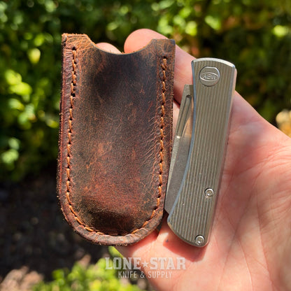 Lone Star Bundle: ABW Slip Joint and Badger Claw Pocket Slip, Frag Milled - 2.25" MagnaCut Wharncliffe plus Crazy Horse Leather - Made in USA (LSB-ABW-SJ-FRAG-SLIP)