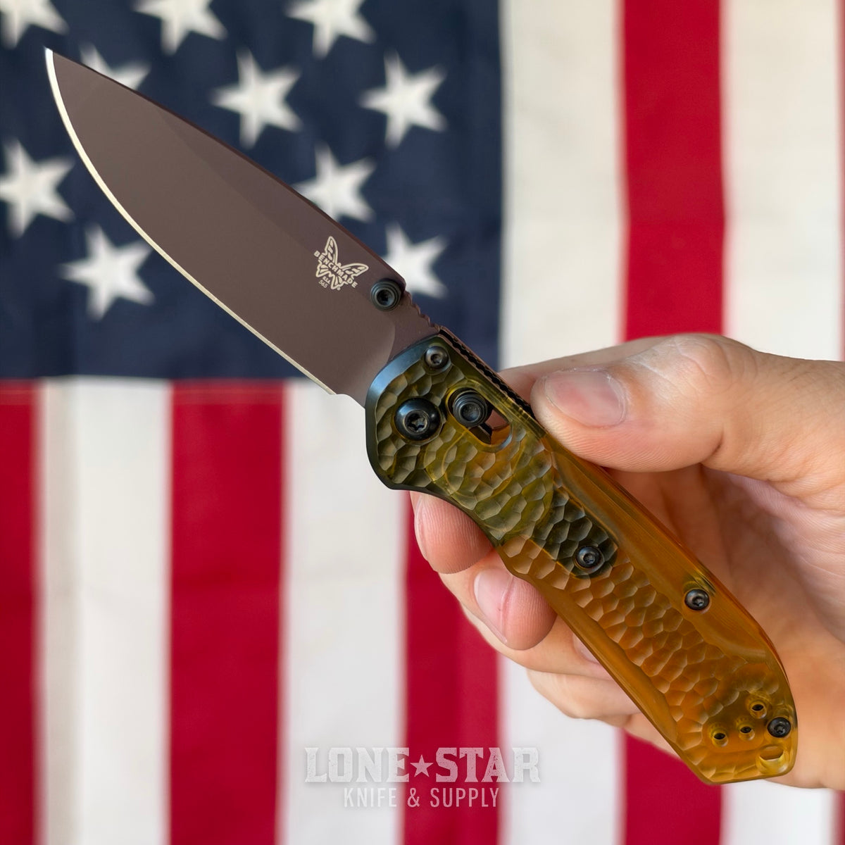 The Back Door: Benchmade Mini Freek SHOT Show 2025 Limited - 3" CPM-M4 Amethyst Cerakote, Amber Ultem - Made in USA (565PL-2501) (Trade In)