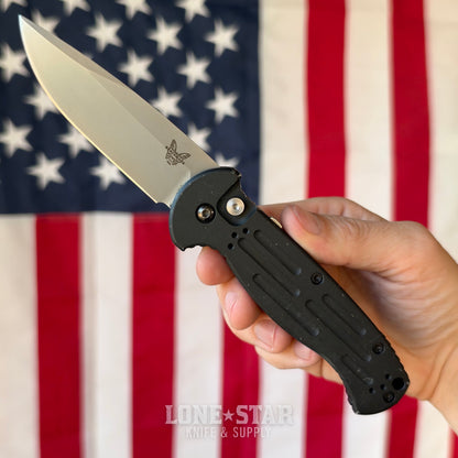 The Back Door: Benchmade AFO II Auto - 3.56" 154CM Satin, Black Aluminum, Button Lock - Made in USA (9051) (Trade In)