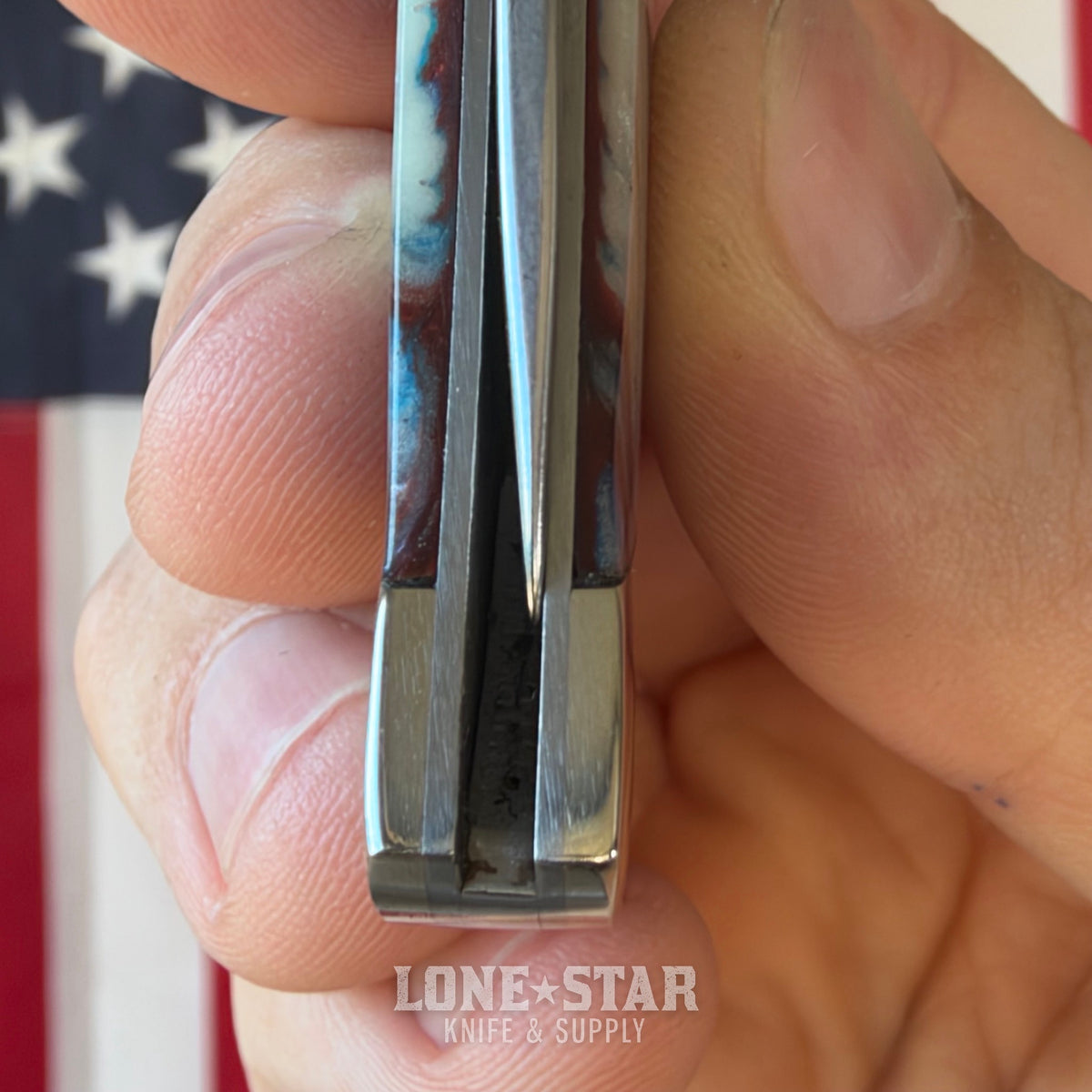 The Back Door: Bear & Son Lockback - Coral Reef Resin, 2.5" Stonewash Drop Point, Serial 1 of 600 - Made in USA (961CR) (Trade In)