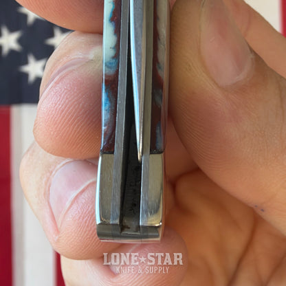 The Back Door: Bear & Son Lockback - Coral Reef Resin, 2.5" Stonewash Drop Point, Serial 1 of 600 - Made in USA (961CR) (Trade In)