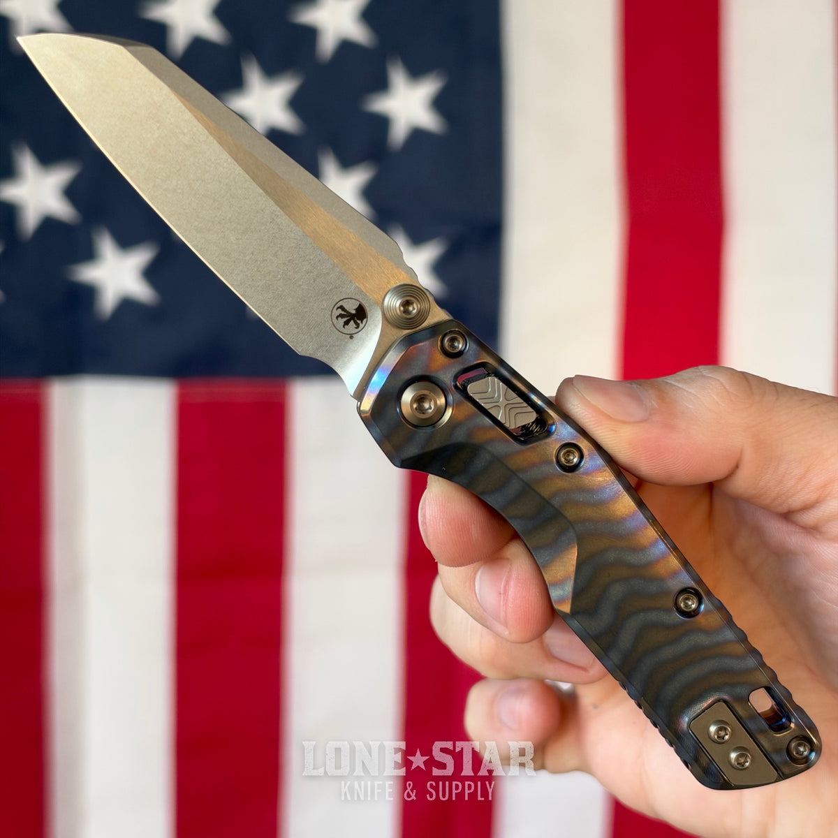 The Back Door: Microtech MSI Mini Ram-Lok - Marfione Select, Titanium, M390MK Stonewash - Made in USA (210M-10MS13) (Trade In)