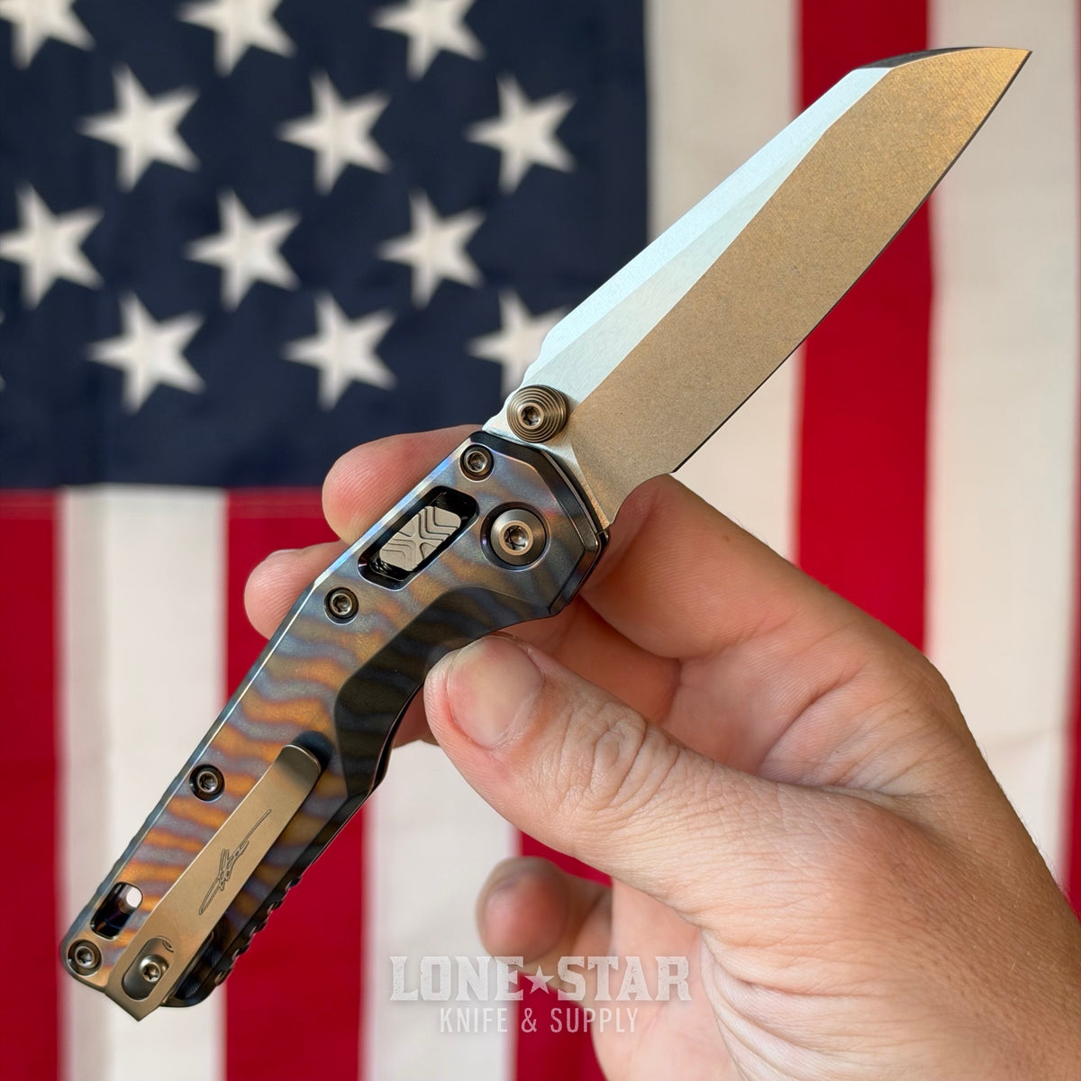 The Back Door: Microtech MSI Mini Ram-Lok - Marfione Select, Titanium, M390MK Stonewash - Made in USA (210M-10MS13) (Trade In)
