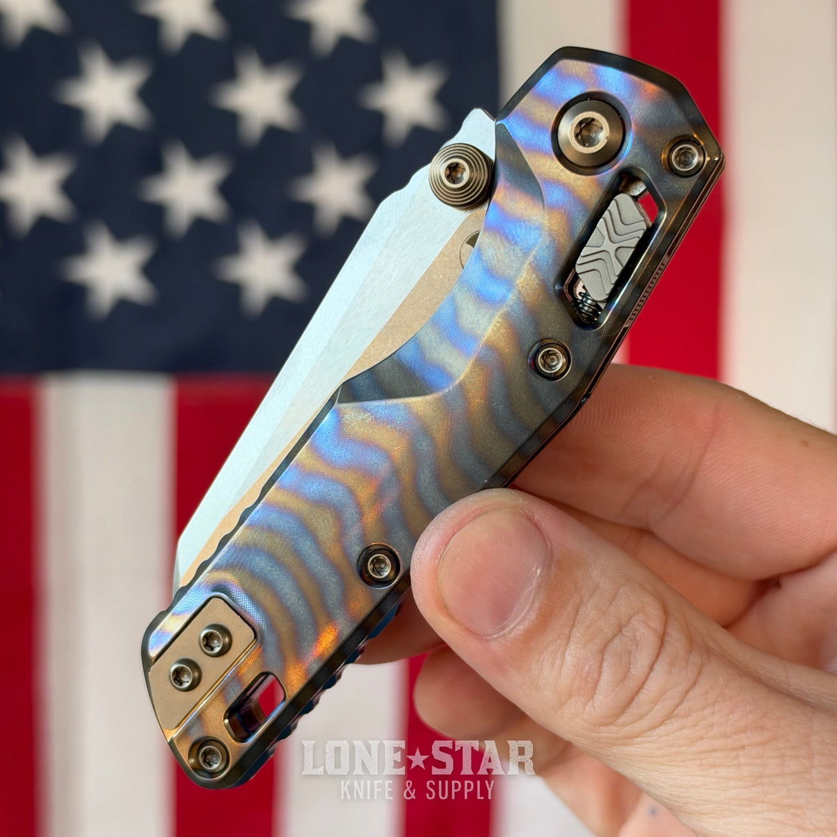 The Back Door: Microtech MSI Mini Ram-Lok - Marfione Select, Titanium, M390MK Stonewash - Made in USA (210M-10MS13) (Trade In)