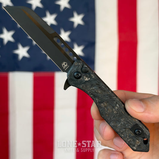 The Back Door: Heretic Jinn Manual - Fat Carbon Marble Glow, DLC MagnaCut Wharncliffe, Serial 098 - Made in USA (H213-6A-MGCF) (Trade In)