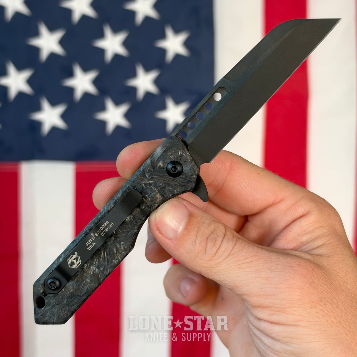 The Back Door: Heretic Jinn Manual - Fat Carbon Marble Glow, DLC MagnaCut Wharncliffe, Serial 098 - Made in USA (H213-6A-MGCF) (Trade In)