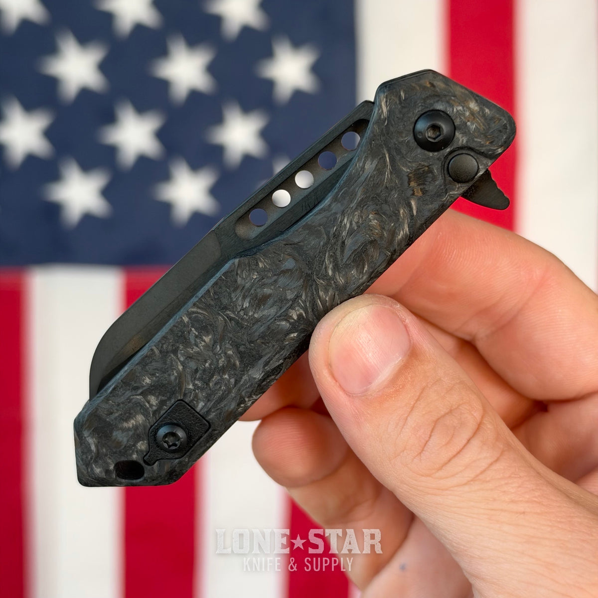The Back Door: Heretic Jinn Manual - Fat Carbon Marble Glow, DLC MagnaCut Wharncliffe, Serial 098 - Made in USA (H213-6A-MGCF) (Trade In)
