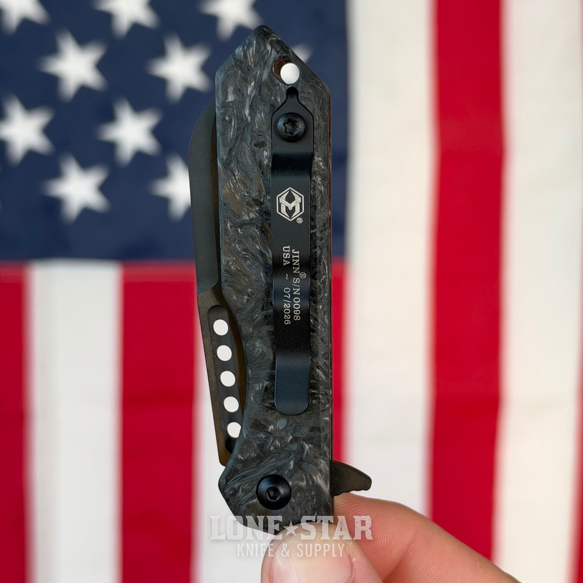 The Back Door: Heretic Jinn Manual - Fat Carbon Marble Glow, DLC MagnaCut Wharncliffe, Serial 098 - Made in USA (H213-6A-MGCF) (Trade In)