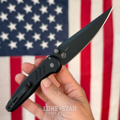 The Back Door: Pro-Tech Avalon - Black Aluminum, 4.25" DLC MagnaCut Drop Point, Thumb Stud - Made in USA (PN1103) (Return)