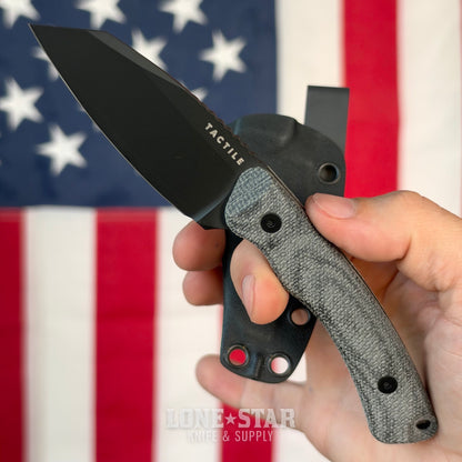 The Back Door: Tactile Knife Co. Redhawk Fixed Blade - Black Cerakote MagnaCut Reverse Tanto, 3D Contoured Micarta, Kydex Sheath - Made in USA (Return)