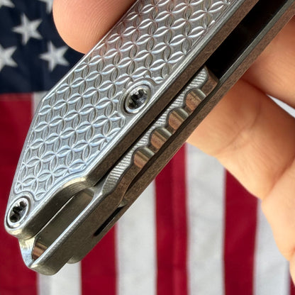 MachineWise Mojave 3.45" Frame Lock – Natural Raw Titanium, Stars Pattern, S90V 61.5 HRC – Serial 1310 – Made in USA