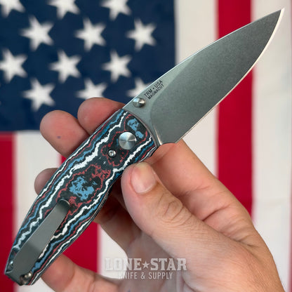 The Back Door: TRM NEUTRON 2 Liner Lock - CPM-MagnaCut, Star Spangled Fat Carbon, Titanium Liners - Made in USA (DLR-N2-CC-3D) (Return)