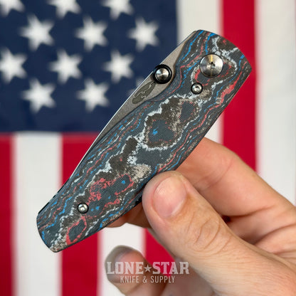 The Back Door: TRM NEUTRON 2 Liner Lock - CPM-MagnaCut, Star Spangled Fat Carbon, Titanium Liners - Made in USA (DLR-N2-CC-3D) (Return)