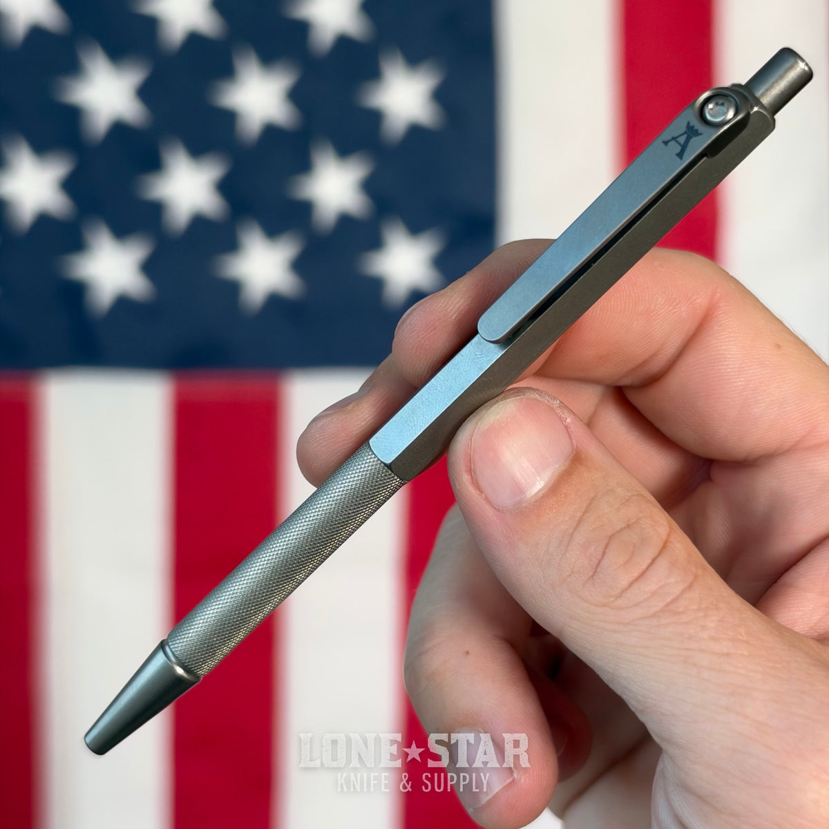 The Back Door: Tactile Turn Anso Pen - Stonewashed Titanium, Side Click, 5.3" - Made in USA (10-JA2-TTM-STW) (Return)